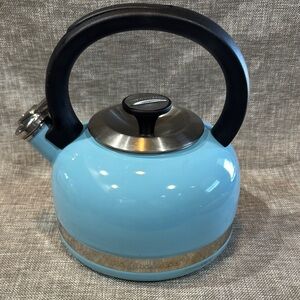KitchenAid Blue and Black Tea Kettle with Modern Design